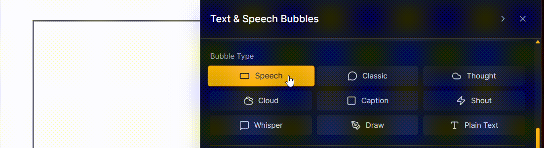 Cycling through the speech bubble types in Panel Haus