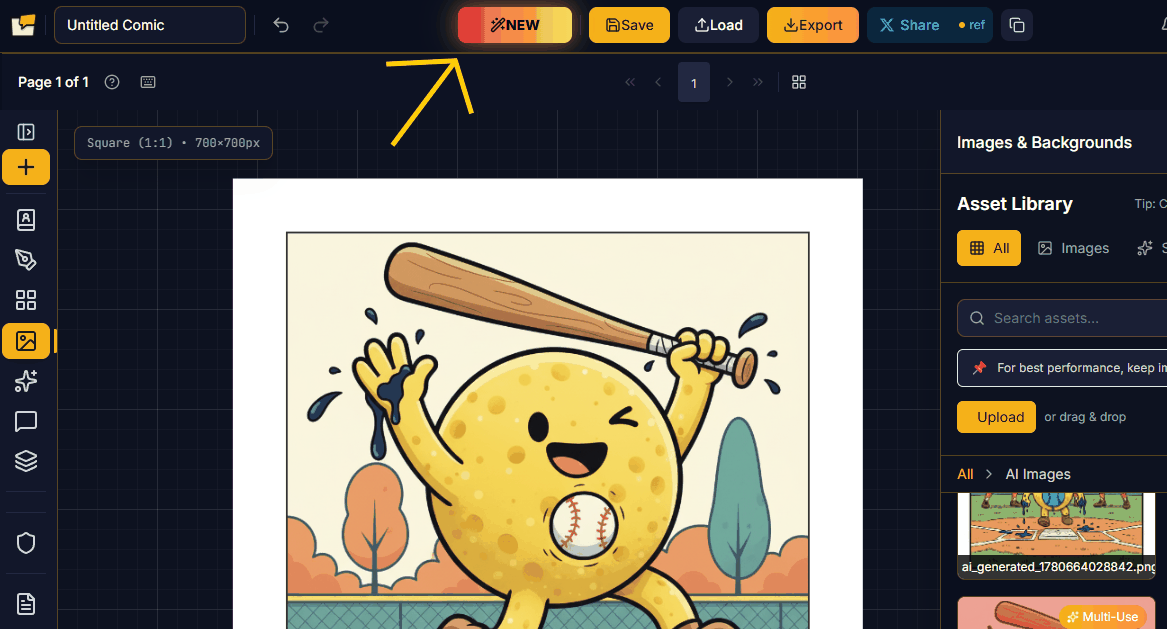 The New button in the Panel Haus top toolbar
